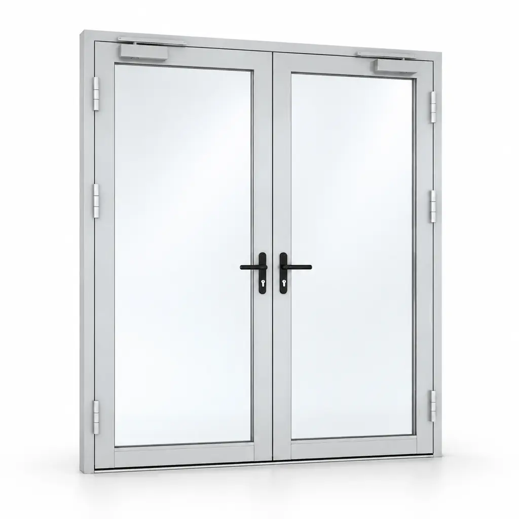 Drzwi aluminiowe przeciwpożarowe EI30 dwuskrzydłowe