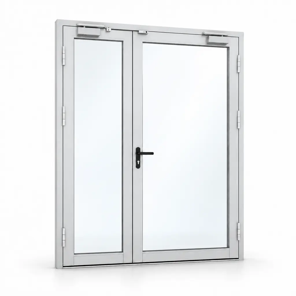 Drzwi aluminiowe przeciwpożarowe EI60 dwuskrzydłowe