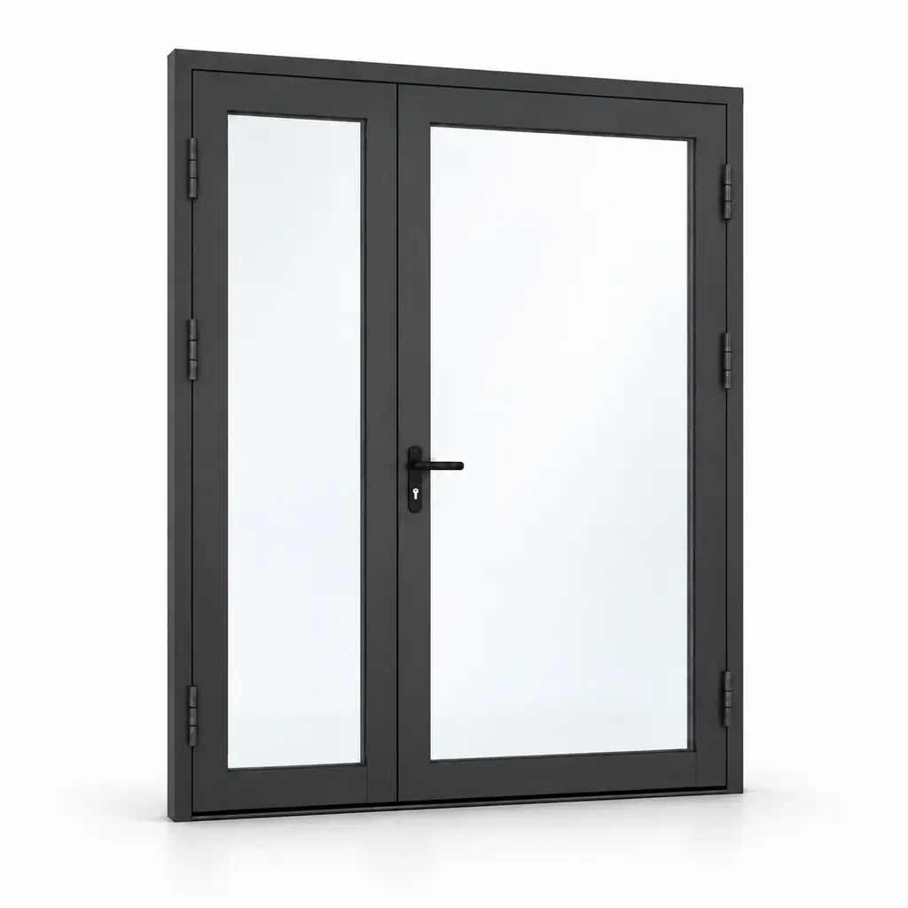 Drzwi aluminiowe przeciwpożarowe EI60 dwuskrzydłowe