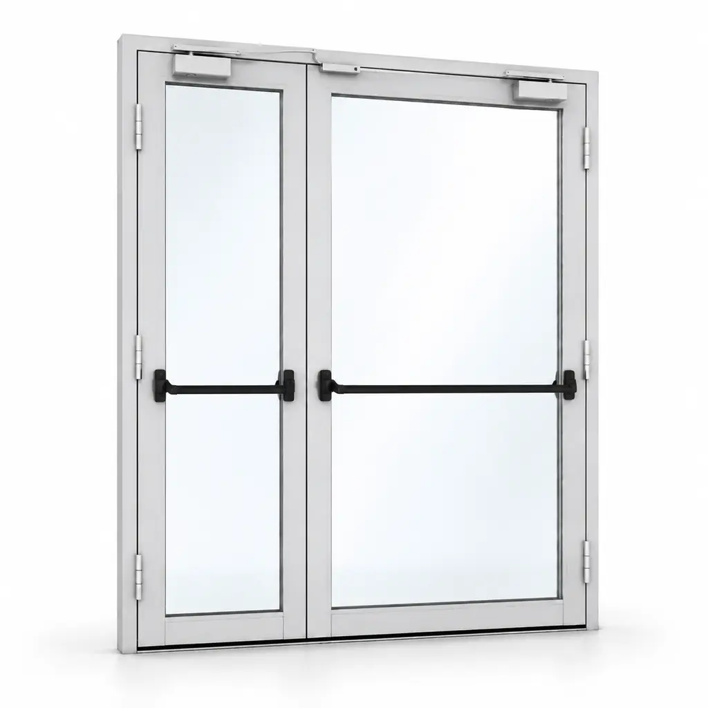 Drzwi aluminiowe przeciwpożarowe EI60 dwuskrzydłowe