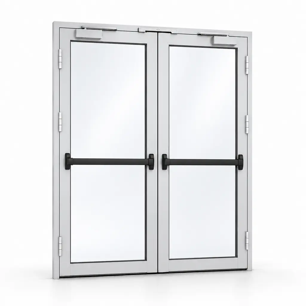 Drzwi aluminiowe przeciwpożarowe EIS30 dwuskrzydłowe