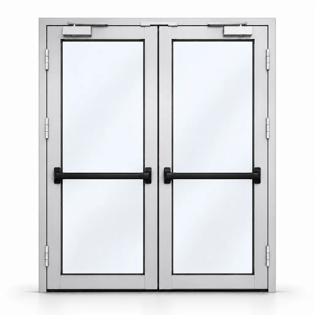 Drzwi aluminiowe przeciwpożarowe EIS60 dwuskrzydłowe