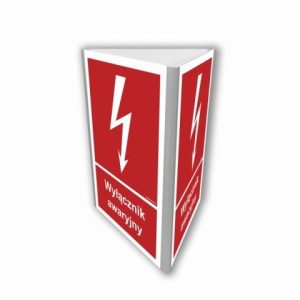 Znak wyłącznik awaryjny 3D dościenny BC834